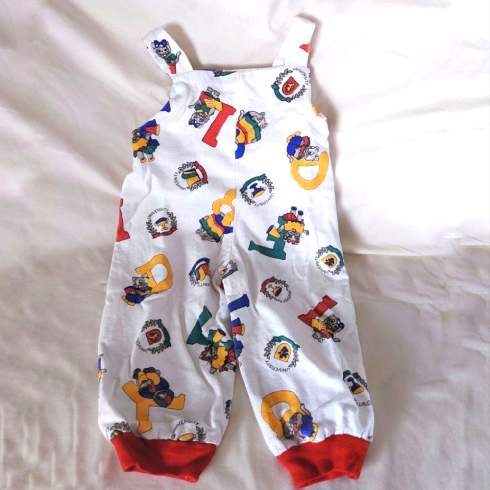 Vintage 80s Alphabet Unisex Overalls for Boy or Girl